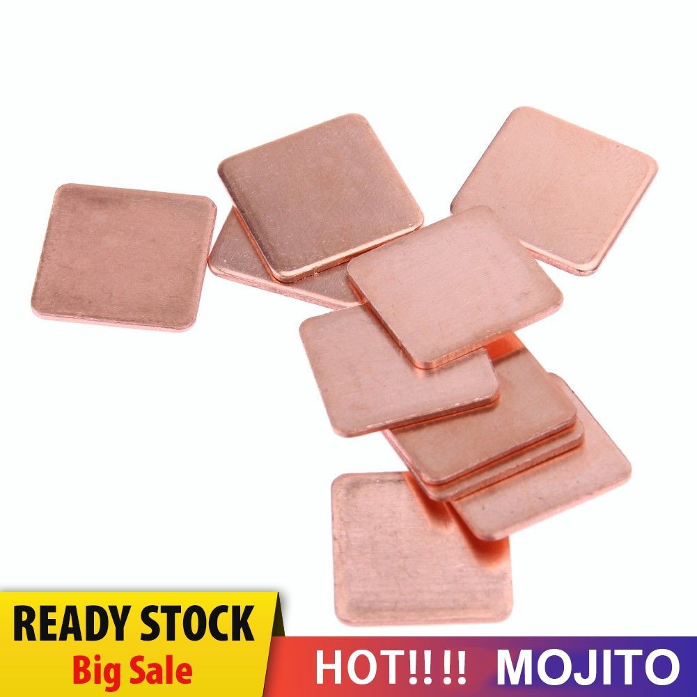 MOJITO 10 pcs 20mmx20mm 0.3mm to1.5mm Heatsink Copper Shim Thermal Pads for Laptop #UK