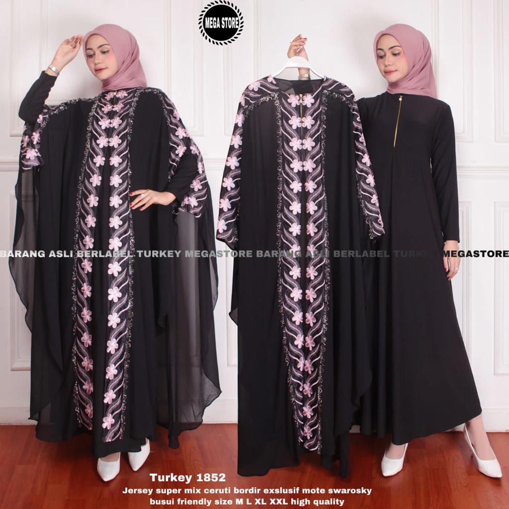 Turkey Abaya Original Asli megastore Model 1852 Gamis Jumbo kekinian Inner Outer Ceruti Jersey Premi