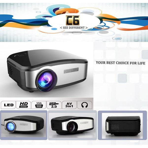 ready Proyektor Cheerlux C6 Mini Projector Portable Led Lcd 1200 Lumens Tv