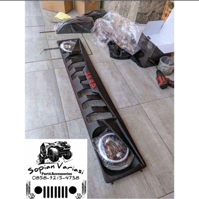 gril Jimny katana lampu bulat plus daymaker bonus emblem jeep