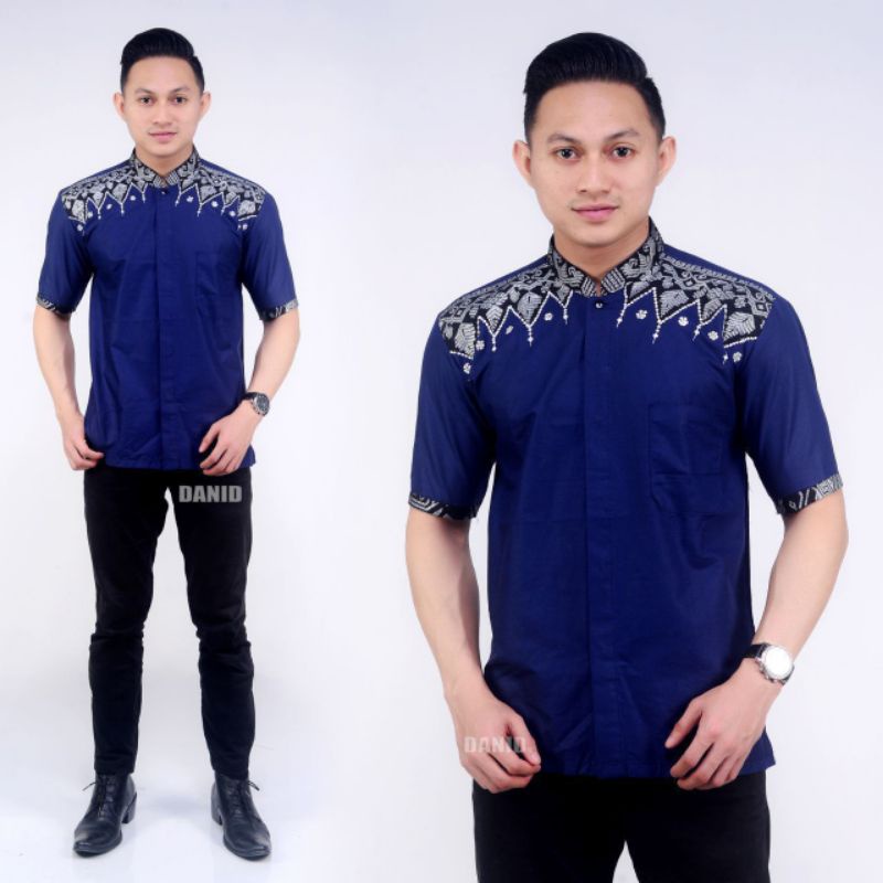 Koko Bordir Kombinasi Batik Lengan Pendek Terlaris Size M, L, XL #1 ( ORIGINAL )