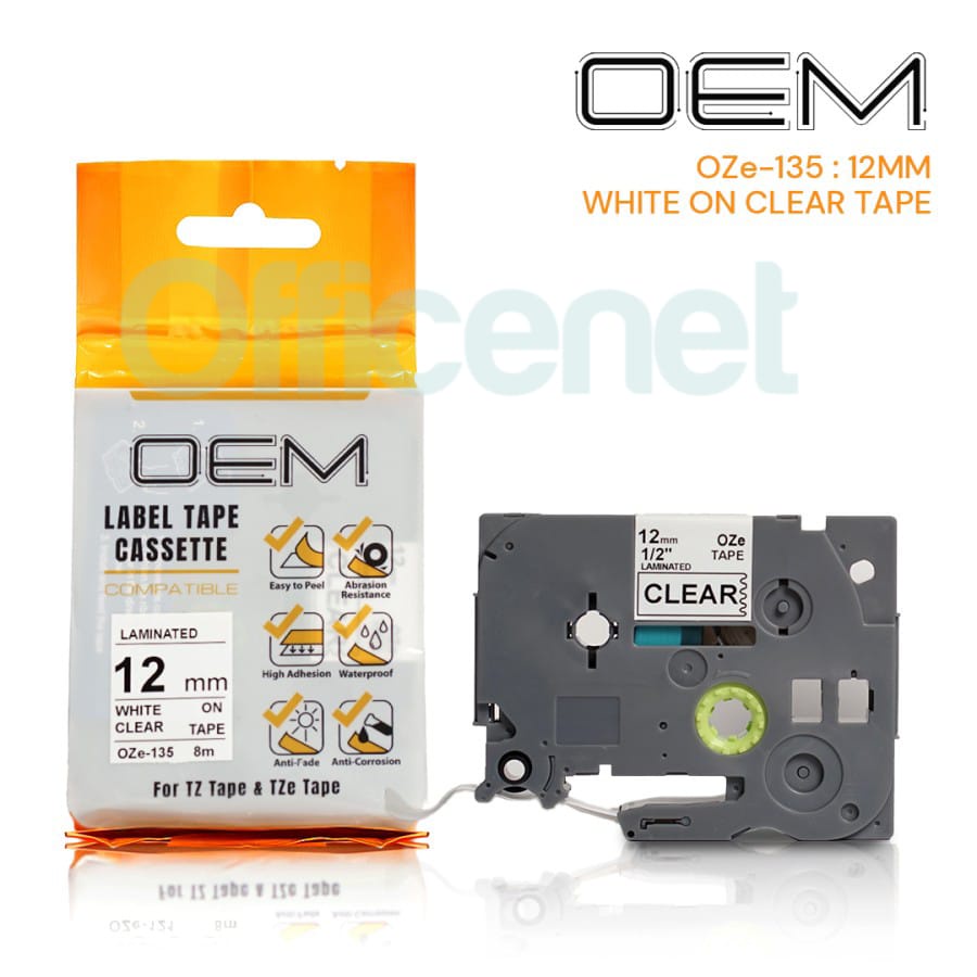 OEM LABEL TAPE 12mm x 8m SPECIAL COLOR FOR USE ON BROTHER PTOUCH