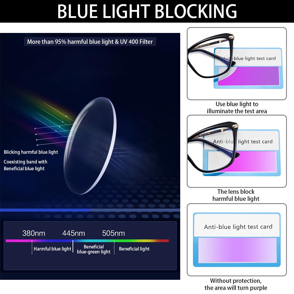 Lily Blue Light Blocking Glasses Kacamata Gaming Baca Wanita &amp; Pria Bingkai Kotak Blue Light Blocking