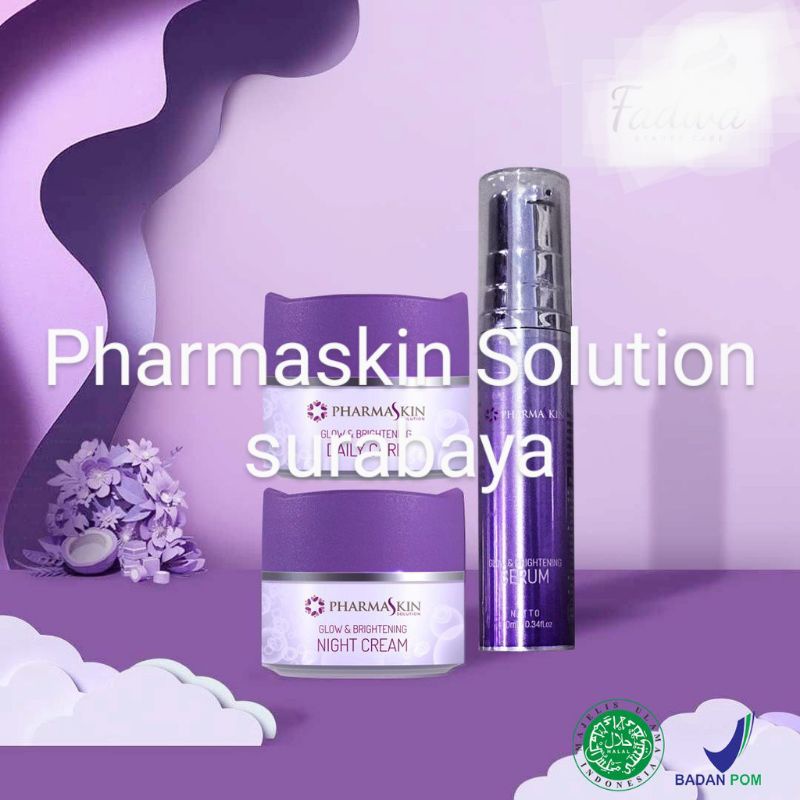 pharmaskin solution paket flek glowing  cream pagi /malam dan serum