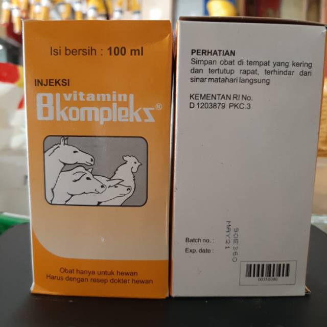 Vitamin B kompleks 100 ml injeksi kuda, ayam, kucing, kelinci, kambing, sapi