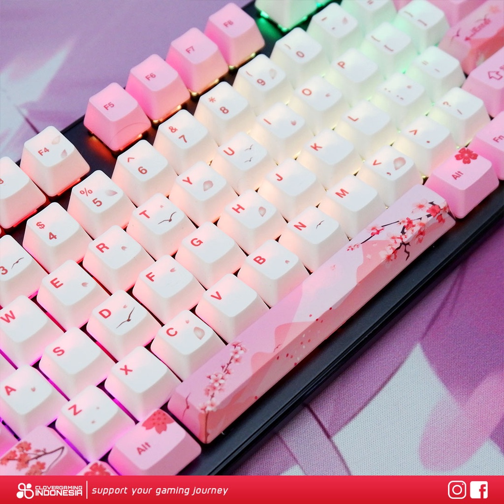 Keycaps Cherry Blossom Sakura PBT Dye Sub - for Mechanical Keyboard