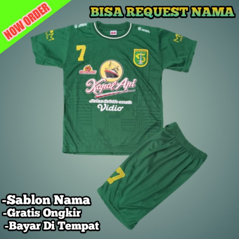 Mulkids. Baju Setelan Bola Persebaya Surabaya / Jersey kaos Bola Anak Laki Laki 2-13thn