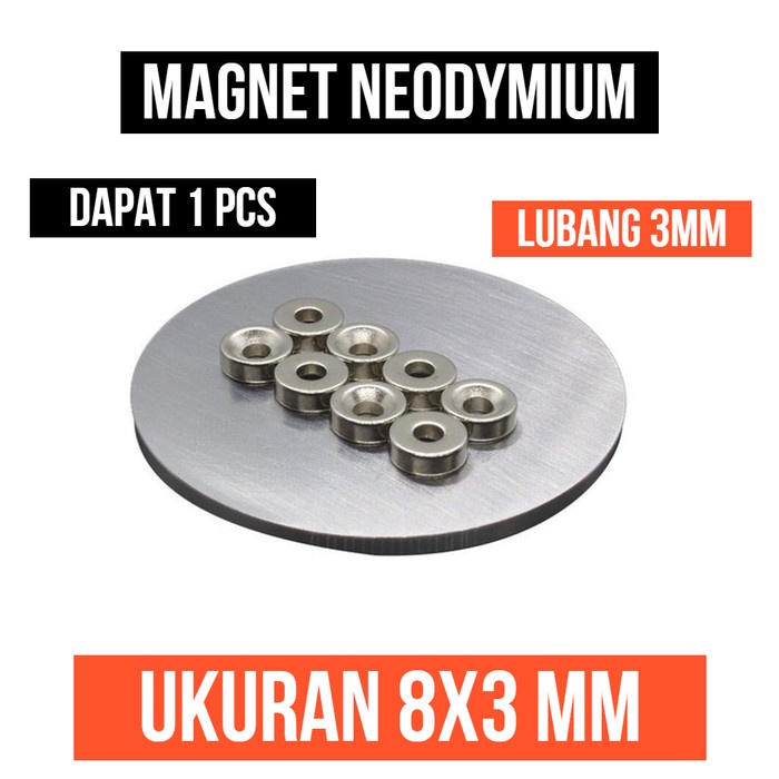 Magnet Neodymium 8x3mm Lubang Round 3mm N52 Ring 8x3 mm Bulat Koin