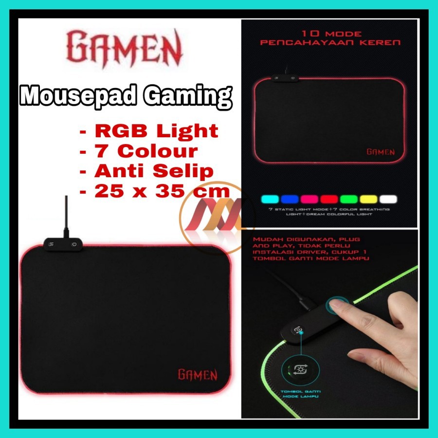 NA - Mousepad Gaming RGB Lighting Gamen 7 Color AntiSelip GP-H