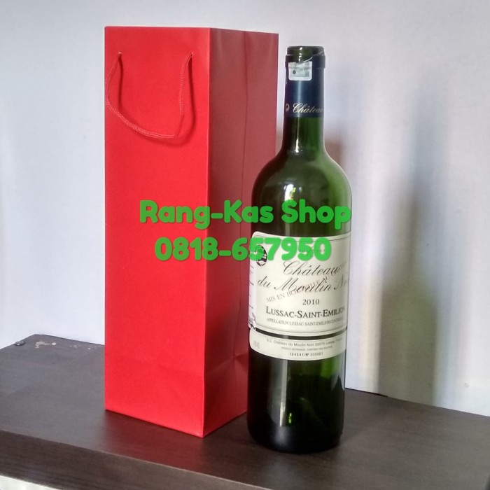 

(TERLARIS) Paperbag Botol Wine / Madu ivory Merah Laminating