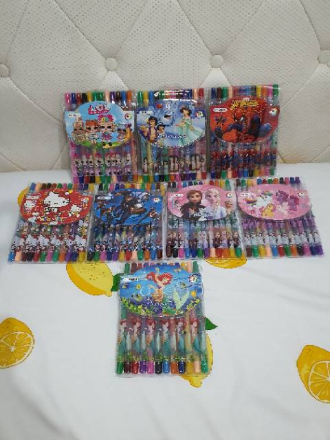 crayon putar panjang 12warna/krayon putar/rolling crayon/twist crayon/oil pastel-1