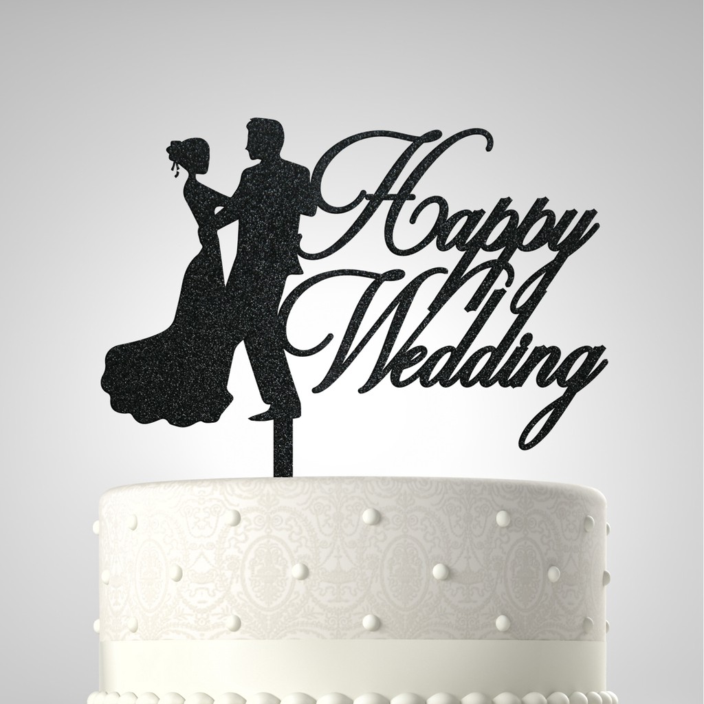 Happy Wedding Acrylic Cake Topper