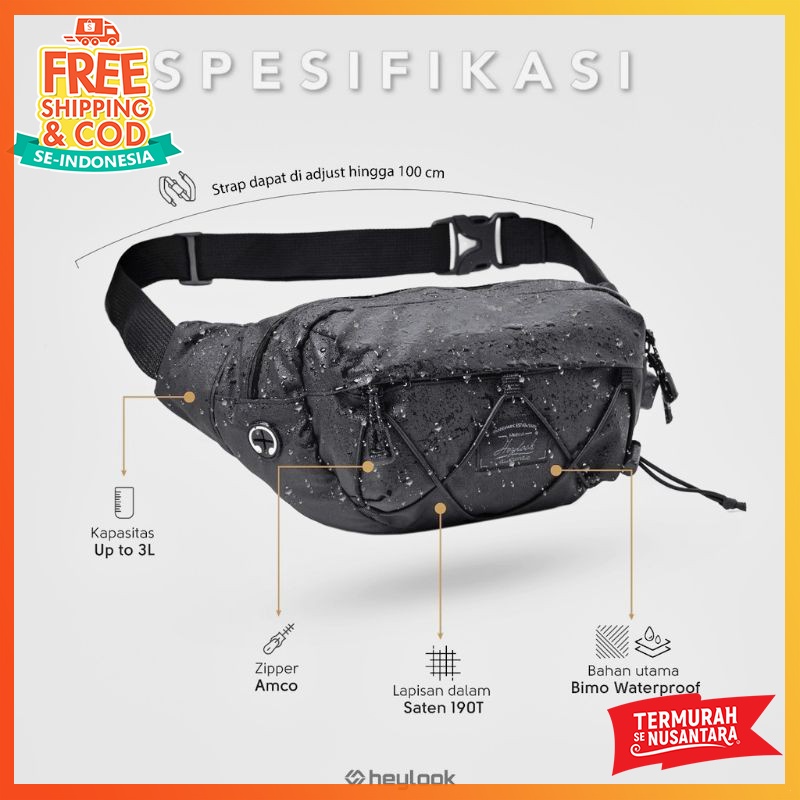 [BISA COD] Slingbag Waistbag Tas Waterproof Tas slempang Tas Tas pinggang Waistbag Pria Waterproof