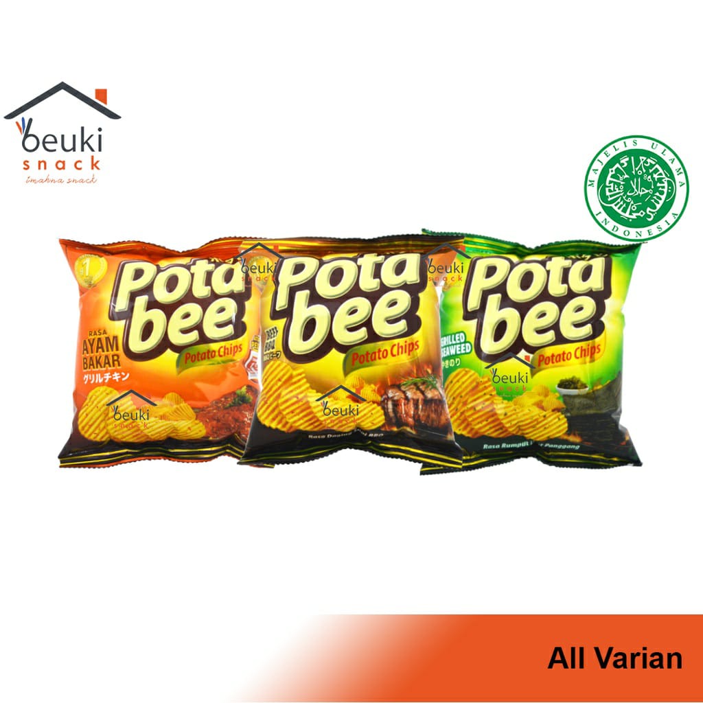 

PotaBee Potato Chips Keripik Kentang Rasa Ayam / BBQ / Seaweed Kemasan 35gr