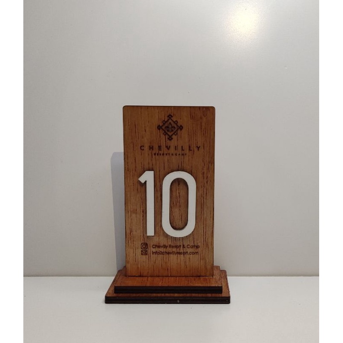 Nomor Meja Cafe, nomor meja resto Kayu Minimalis Lasercut Custom Logo