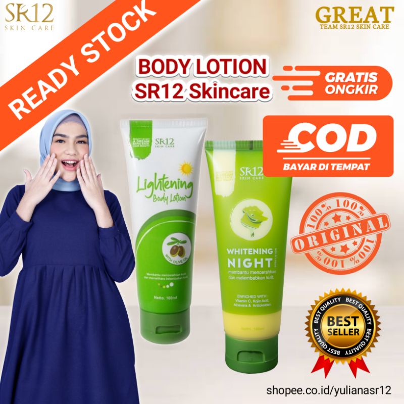 Lightening Body Lotion SR12 Whitening Night Body Lotion SR12 Hand Body Lotion Pemutih Pencerah kulit