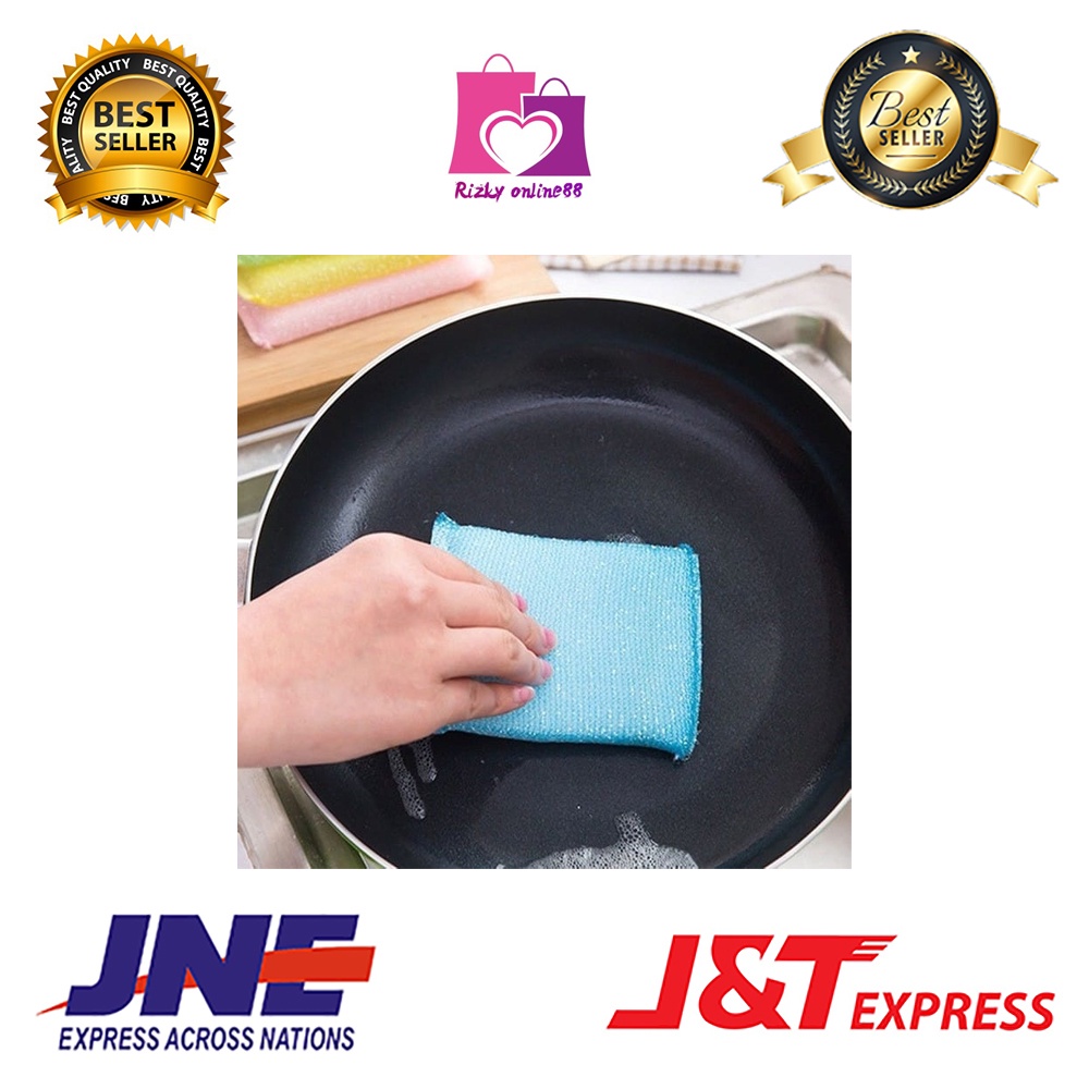 Rizkyonline88 spon spons cuci piring warna serbaguna busa cuci piring dishwashing sponge