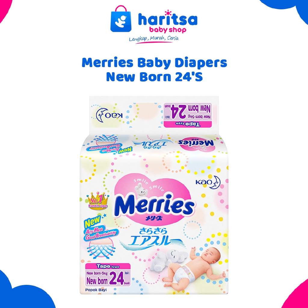 Merries Baby Premium Tape Diapers Popok Perekat Bayi NB24 S24 M38 L32