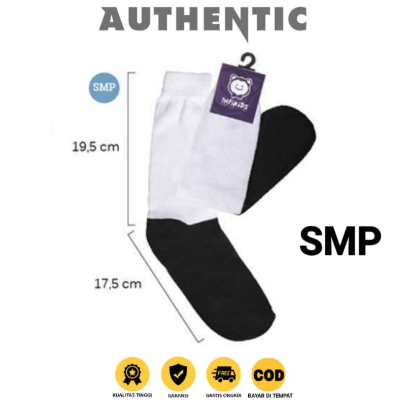 AUTHENTIC Kaos Kaki Back Too School | Kaos Kaki Sekolah Anak SD SMP SMA -Kaos Kaki Untuk Sekolah Putih Telapak Hitam SD SMP SMA - Barbels socks