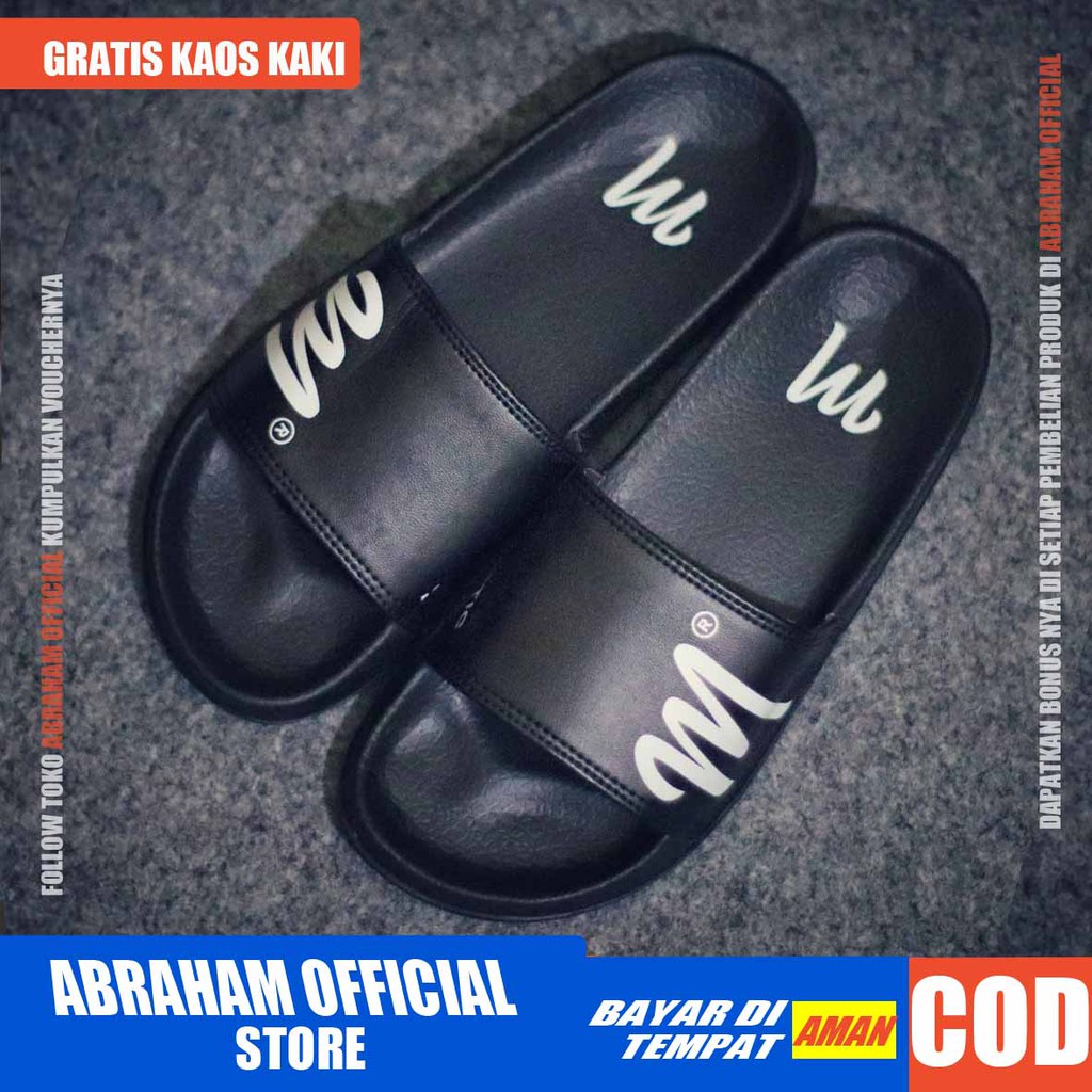 ABRHM x MGNT Sandal Slide Pria Sandal Slop Pria Kulit Pu Sendal Selop Cowok / Cowo Ori Distro Keren