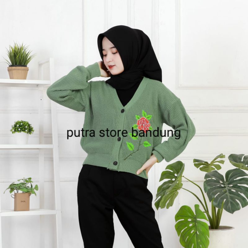 CARDIGAN CROP DITYA BORDIR MOTIF BUNGA PREMIUM