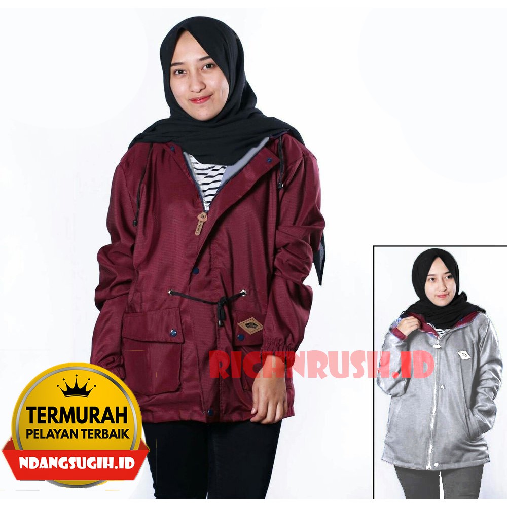 Jaket Gunung Outdoor Pink Waterproof Wanita 100 Original AMZ JACKET