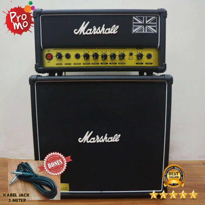 bass-gitar-amplifier- ampli gitar 8 in marshall 2 input head cabinet ada distorsi & delay - ampli