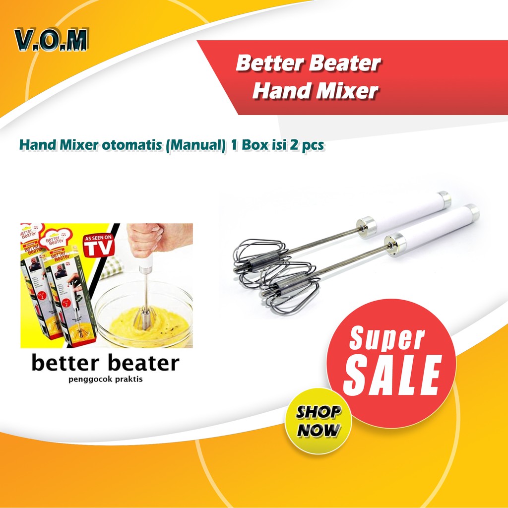 VOM Better Beater Hand Mixer otomatis (Manual) 1 Box isi 2 pcs - 0174