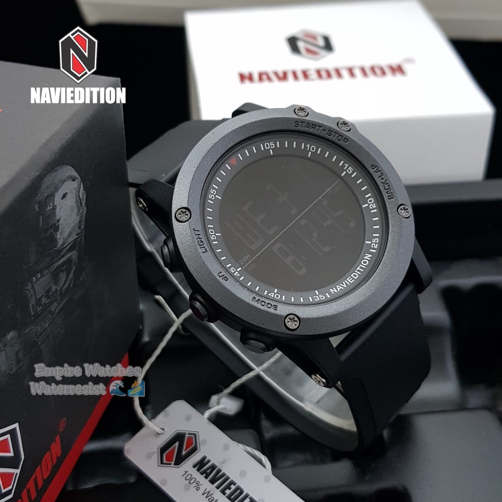 Jam Tangan Naviedition 2016 Pria Cowok Digital Strap Rubber Kualitas Original Waterproof