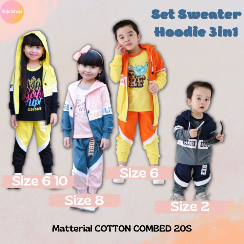 SET SWEATER HOODIE 3 IN 1 CLOUDBEE