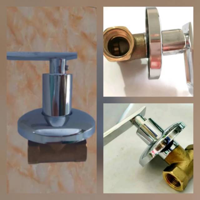 Stop Kran Tanam Kuningan Asli  - Kran Shower Mandi Tembok - Concealed Shower Valve