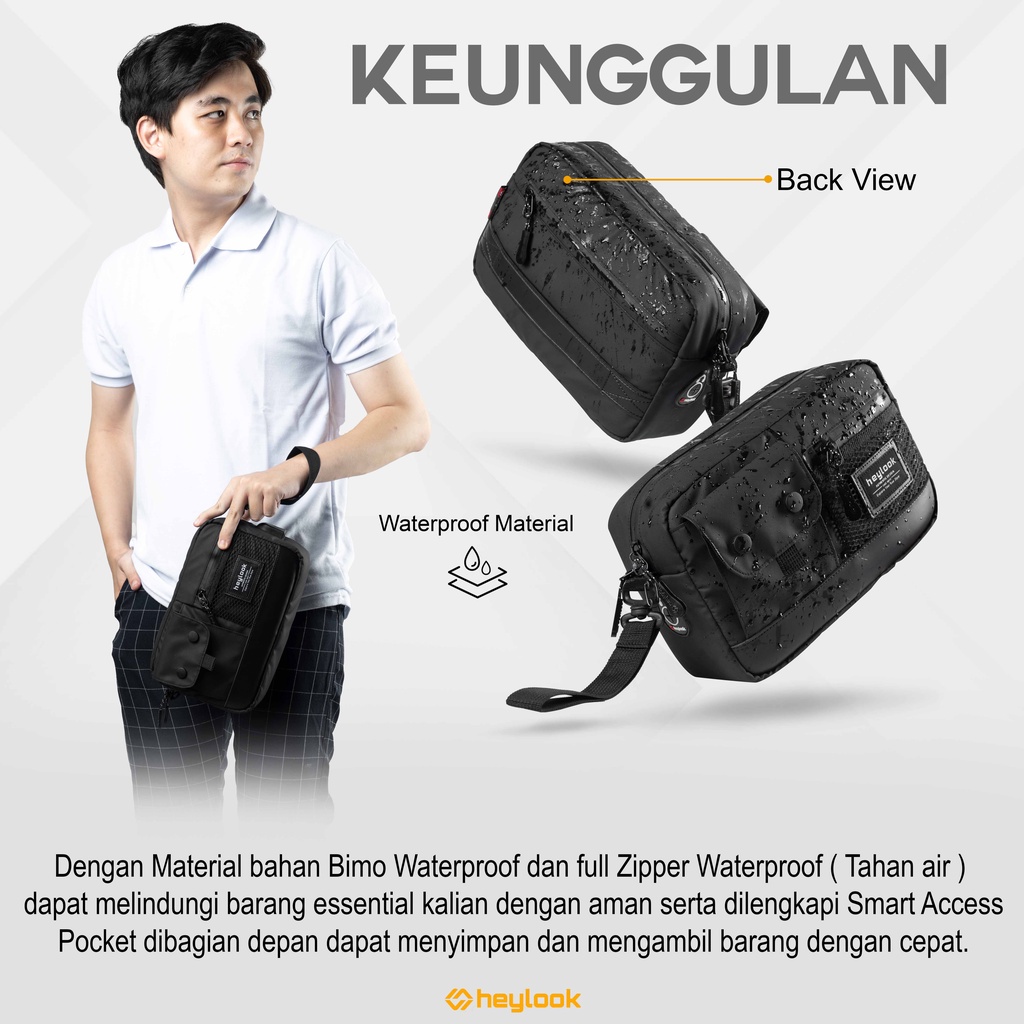 Tas Selempang Waterproof Pria Wanita Tas Selempang Cowok Tas Slempang Cowok Tas Hand Bag Pria Premium Multifungsi Elegan Tas Tangan Pria Clutch Bag Pria