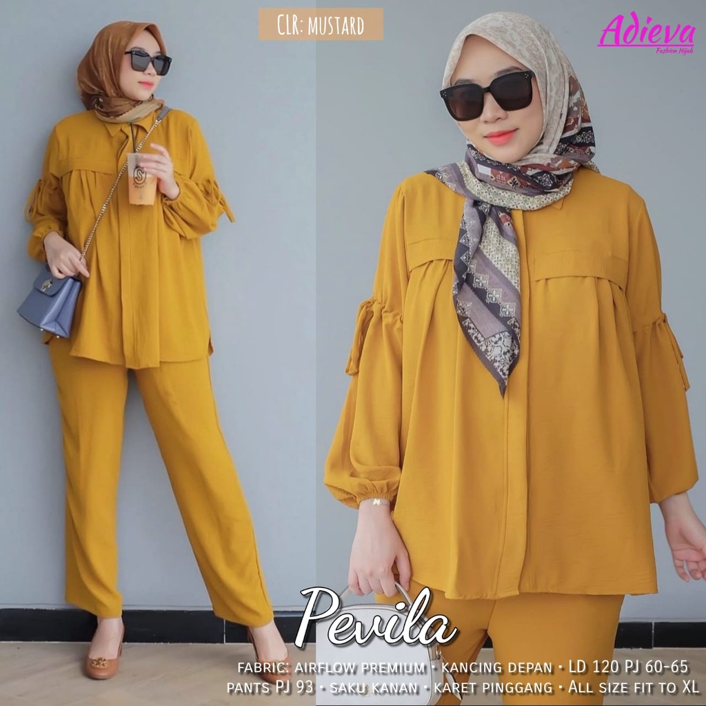 Pevila Mustard One Set Blouse All Size Airflow Premium by Adieva / 296