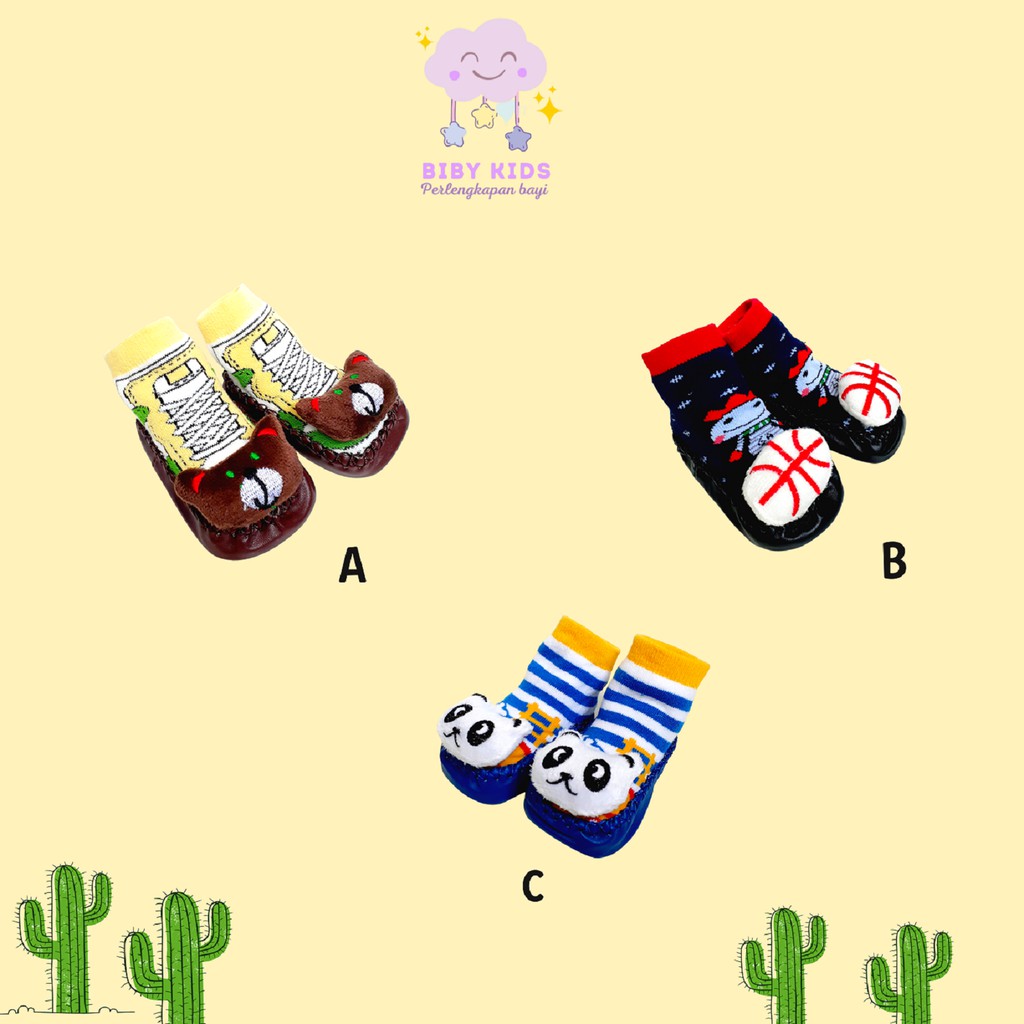 SNI Skidder Prewalker Shoes Baby Boneka 3D Sepatu Bayi Karet Kaos Kaki Anak Laki Laki Lucu Alas Kaki
