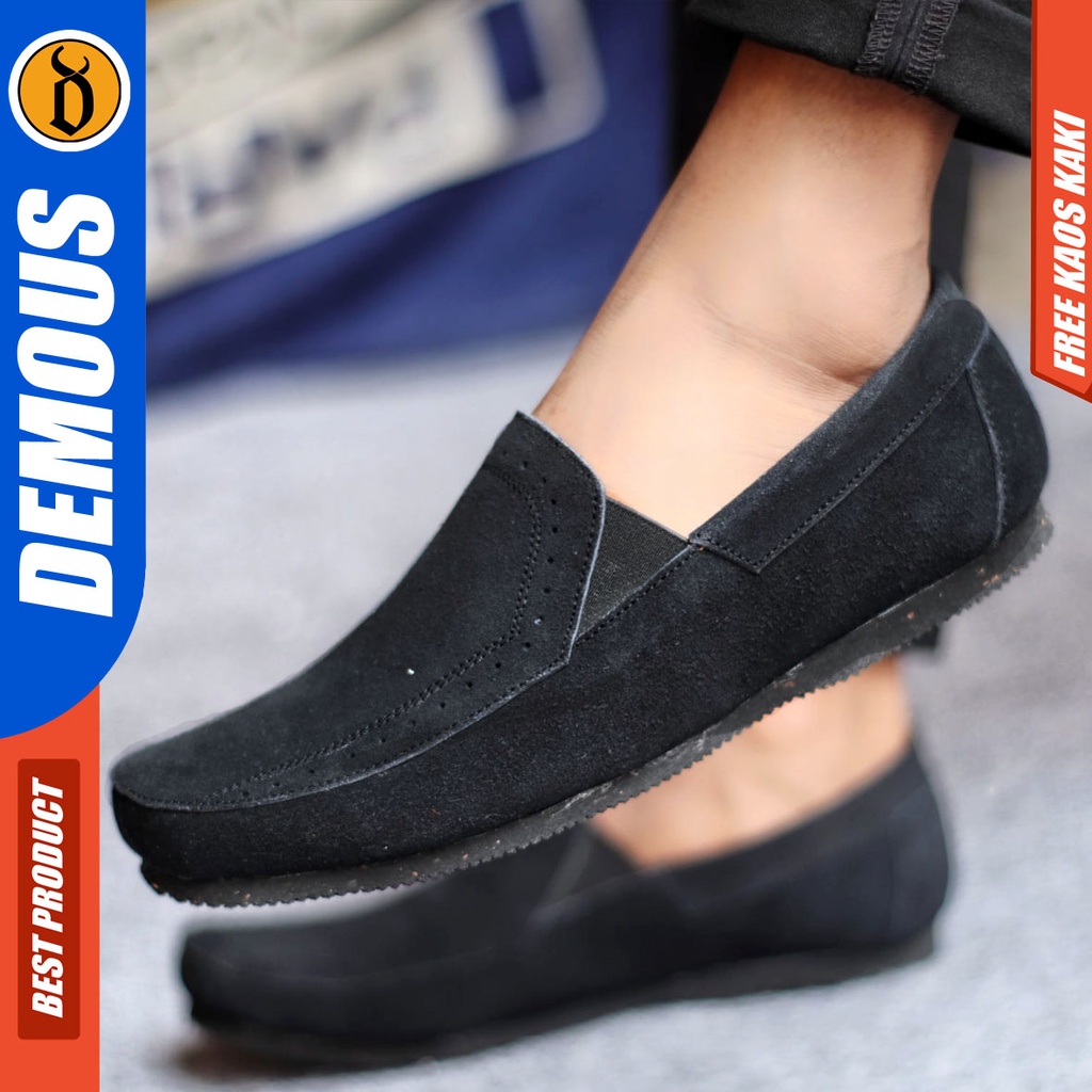 DEMOUS JASTER Sepatu Slip On Kulit Casual Santai Slop