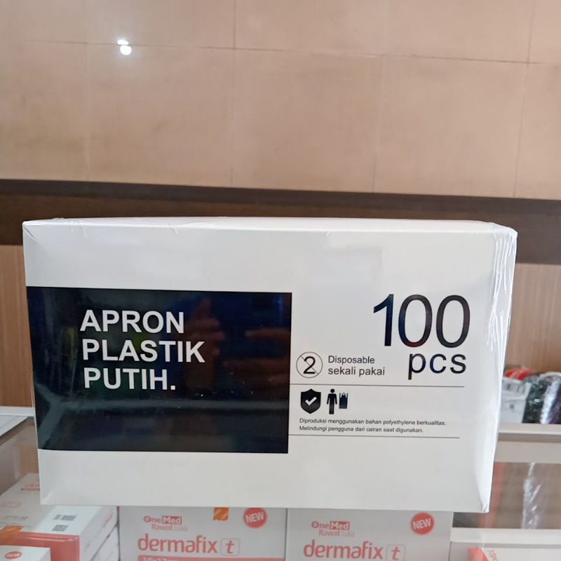 Apron plastik putih isi 100 pcs