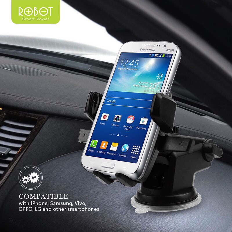 ROBOT RT-CH03 360 Rotatable Car Stand Holder HP Mobil For iPhone/Android - Garansi Resmi 1 Tahun