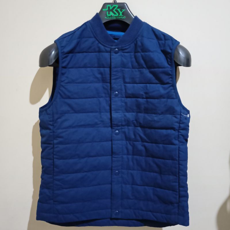 blue puffer vest