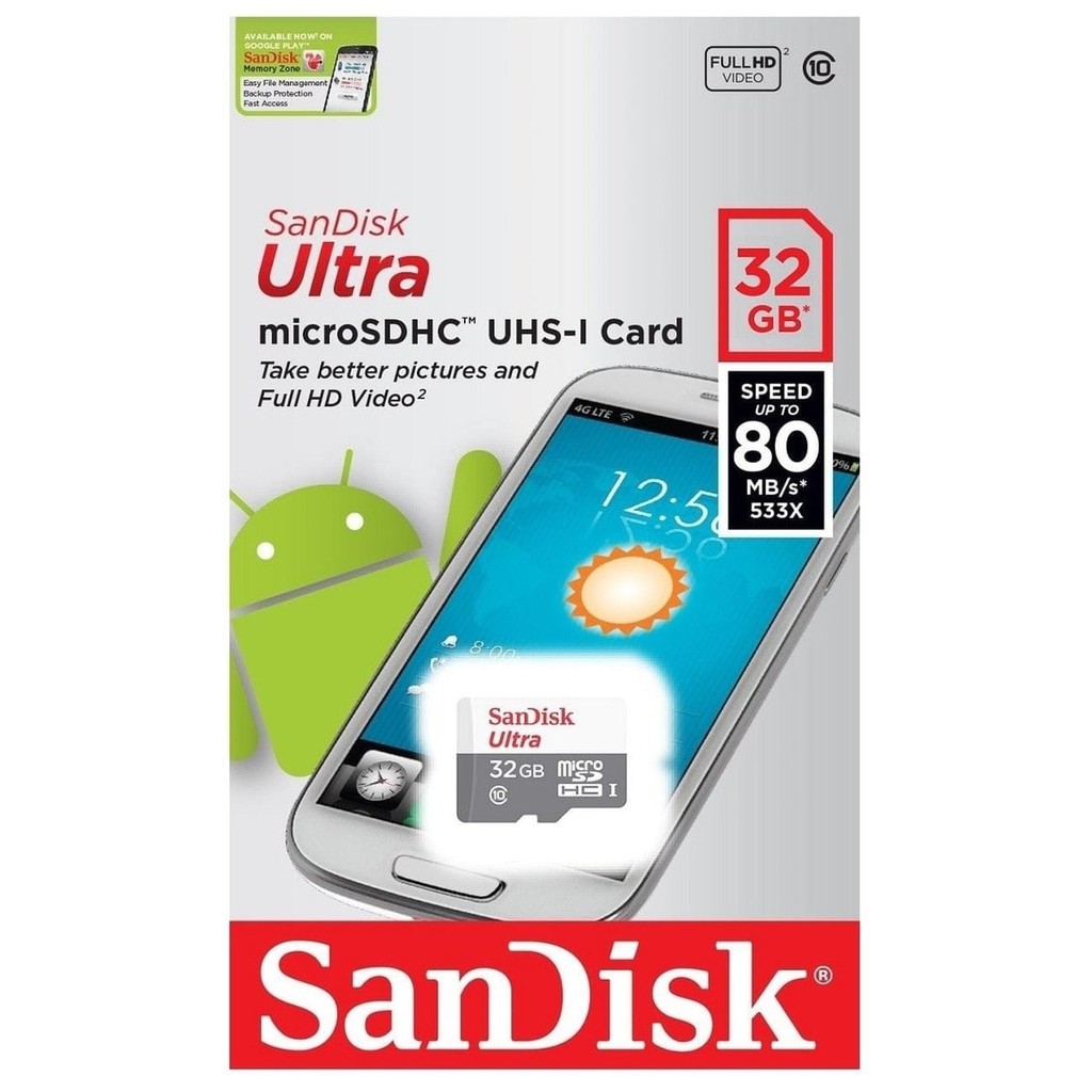 MicroSD Sandisk 32GB Class 10 80mbps Original Garansi Resmi