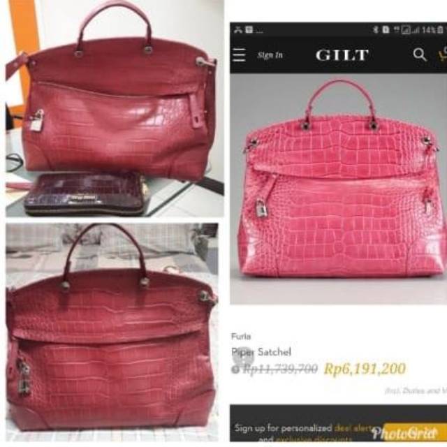 Furla croco piper pink