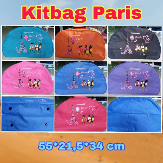 PROMO..... TAS KITBAG PARIS / Tas Piknik Besar / Kitbag Paris Tupperware ( Zipper Bunga Es )