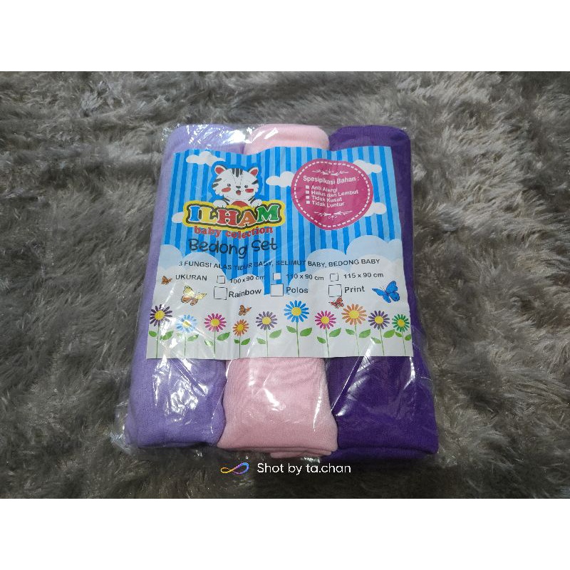 3pcs Bedong Bayi aneka warna uk 90x110cm adem lembut