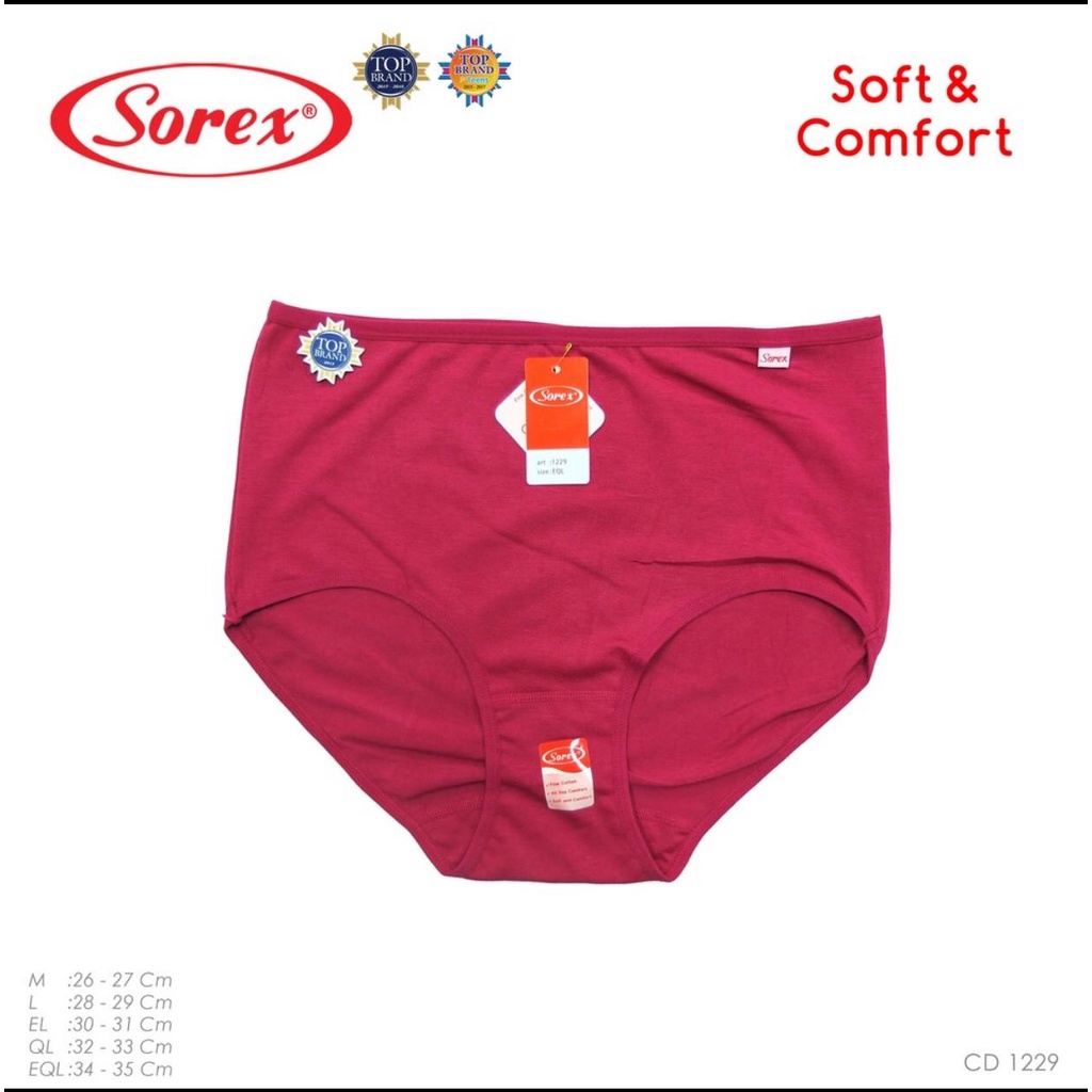 CD SOREX 1229 L EL QL EQL SIZE GEDE EQL - CD SOREX BASIC MAXI 1229 SOFT &amp; COMFORT MODEL TINGGI  - CELANA DALAM WANITA SOREX 1229 FINE COTTON POLOS MODEL TINGGI FULL PERUT BERBAHAN KATUN LEMBUT -ARA98STORE -