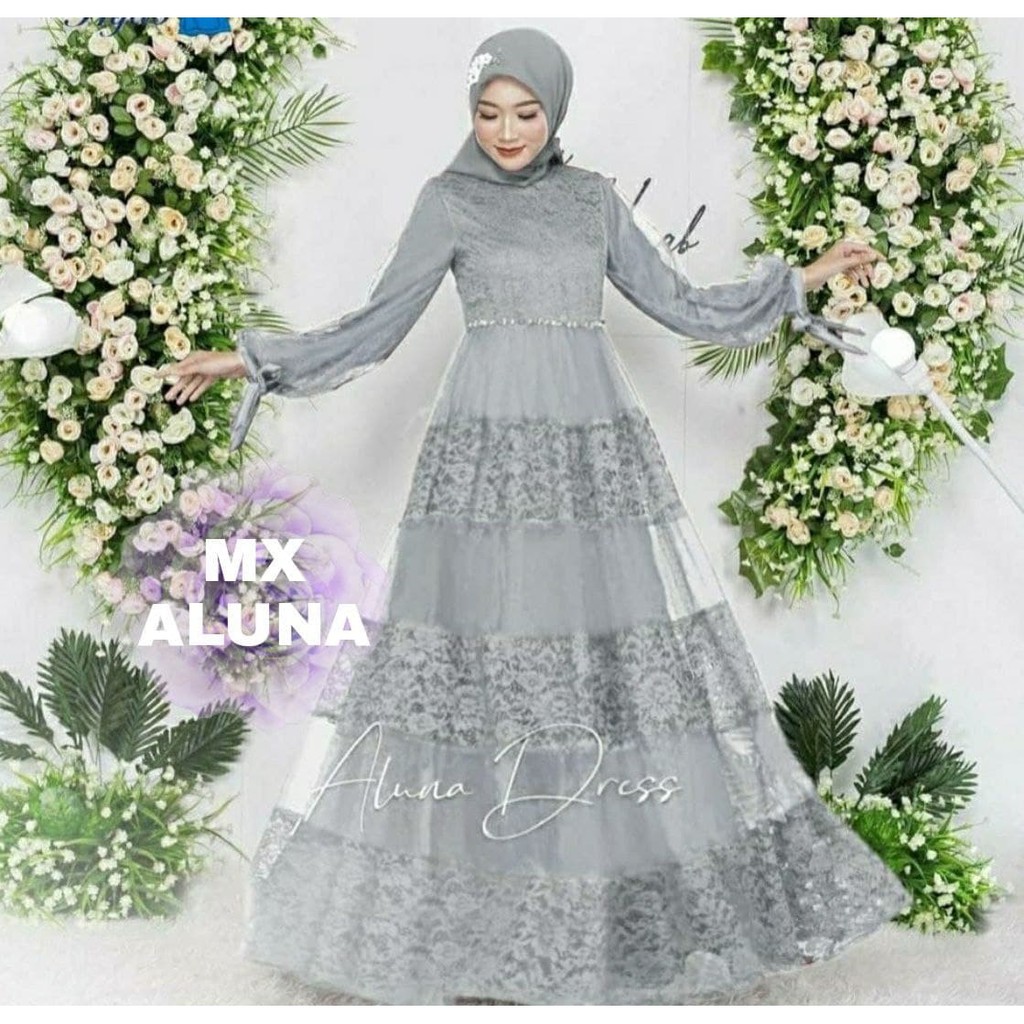 ESME- MAXI ALUNA/COD/ Gamis Brukat Terbaru/ Maxi Brukat Muslim/ Maxi Dress Kekinian/ Fashion Muslim