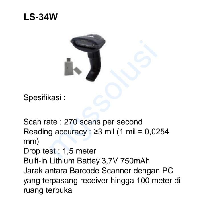 Barcode Scanner Wireless Logic LS 34W 1D Single Laser Scanner Scan mode Trigger USB