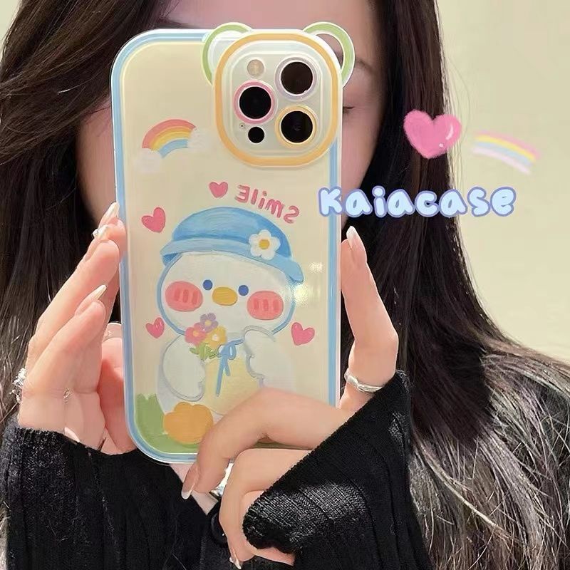 Soft Case Silikon TPU Transparan Motif Bebek Untuk IPhone 13 12 11 Pro X XR XS MAX 6 6S 7 8 Plus