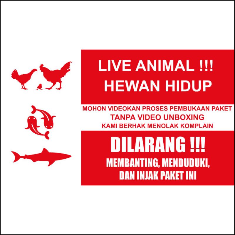 

STIKER LIVE ANIMAL UK 7.5 X 12.5 CM HEWAN HIDUP FRAGILE UNBOXING URGENT DELIVERY WLBEE