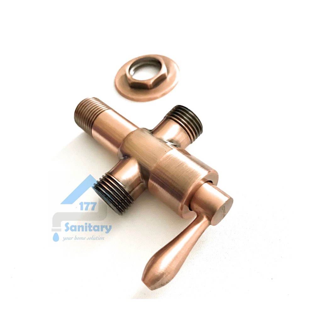 Stop kran rose gold Onda 11RM-Kran Tee shower kloset closet toilet cabang Rosegold kuningan brass angle valve semprotan unik antik antique rosegold