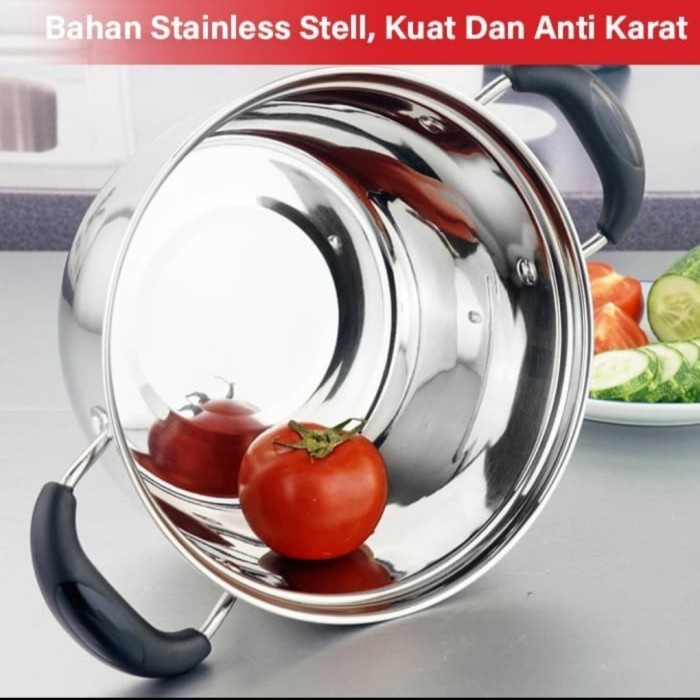 BELLA - PANCI SUP 22 CM / PANCI SUSU SERBAGUNA TUTUP KACA STAINLESS STEEL - MURAH