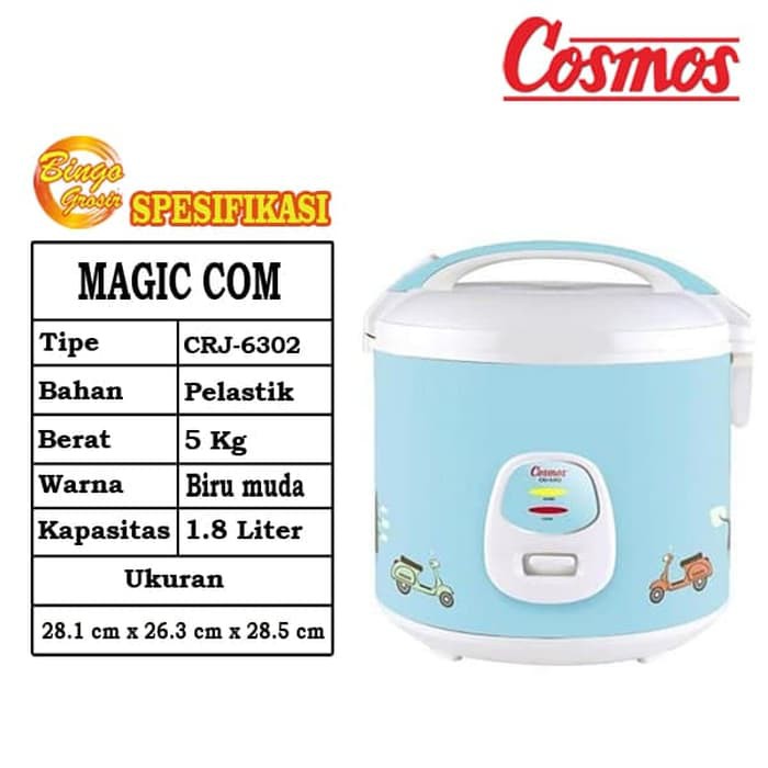MAGIC COM RICE COOKER COSMOS CRJ-6302 - Biru Muda